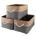 Load image into Gallery viewer, Mangata Storage Box set of 3, Canvas Fabric Storage Baskets with Handles for Cupboards, Wardrobe, Shelves, Bathroom, Clothes, Toys, Towel
