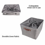 Load image into Gallery viewer, Grey Storage Basket with Leather Handle - Mangata
