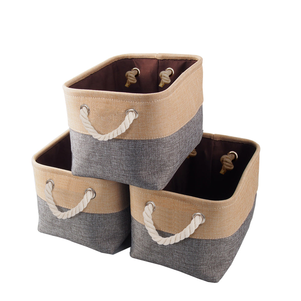 Mangata Storage Box set of 3, Canvas Fabric Storage Baskets with