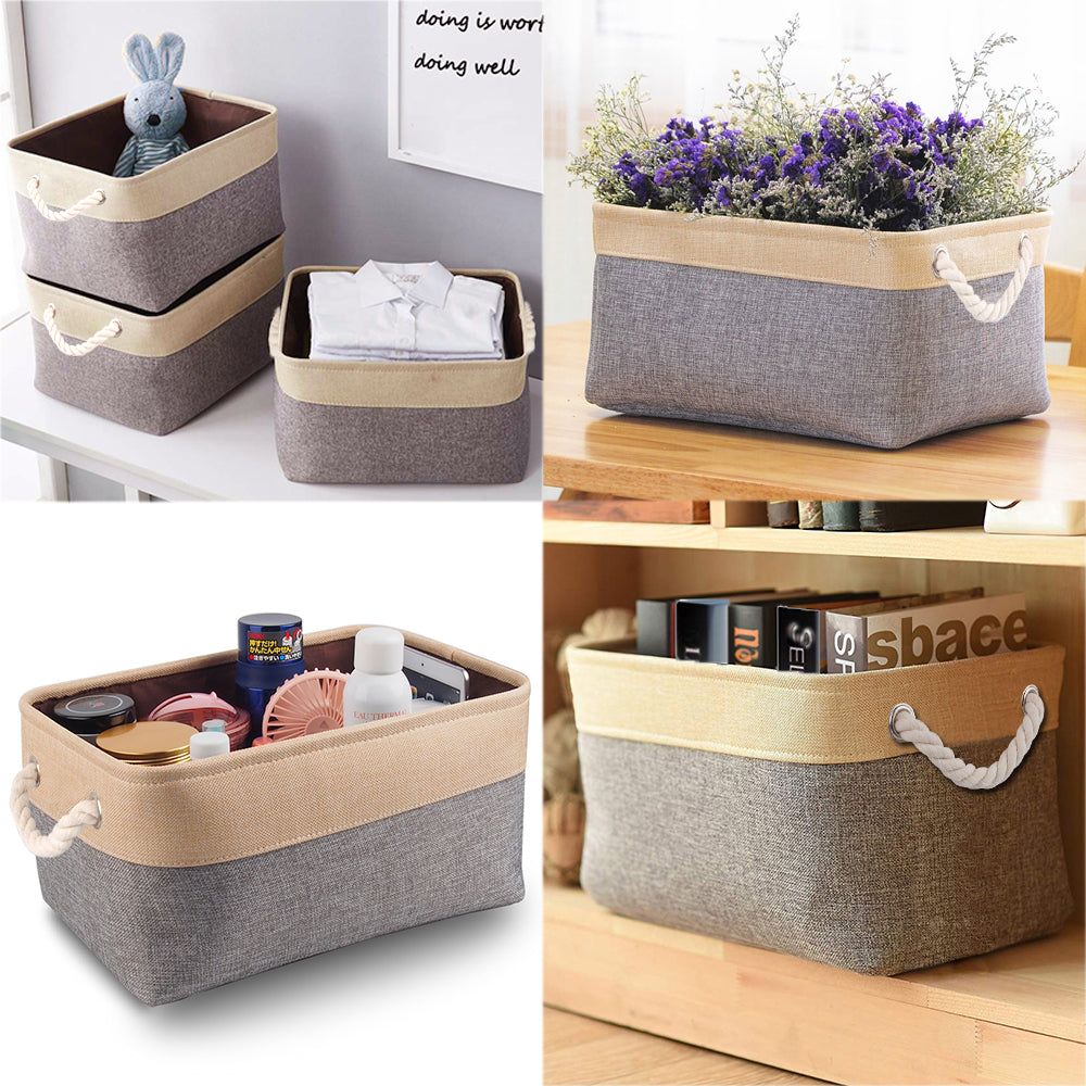 Mangata Storage Box set of 3, Canvas Fabric Storage Baskets with