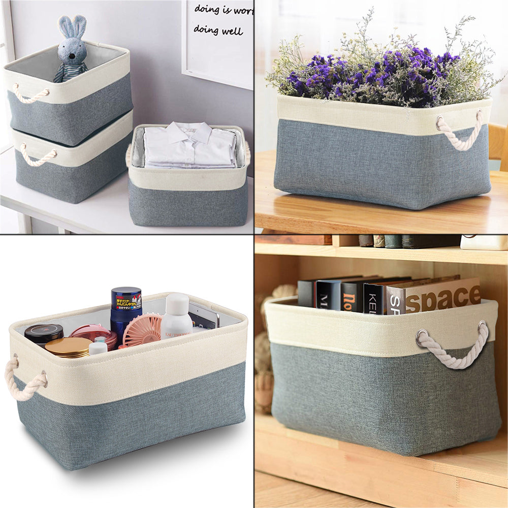 Mangata Storage Box set of 3, Canvas Fabric Storage Baskets with